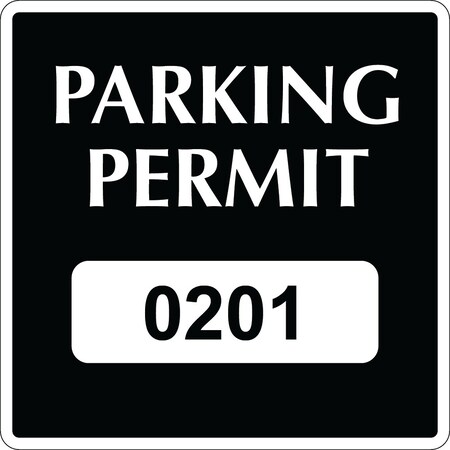 Lustre-Cal Repositionable Parking Permit Black 3in x 3in  Square Serialized 201-250, 50PK 253743Py1KSq0201